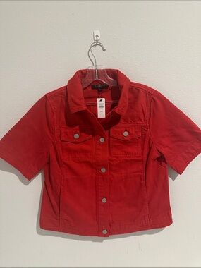 Talbots Red Short-Sleeve Jean Jacket for petite size